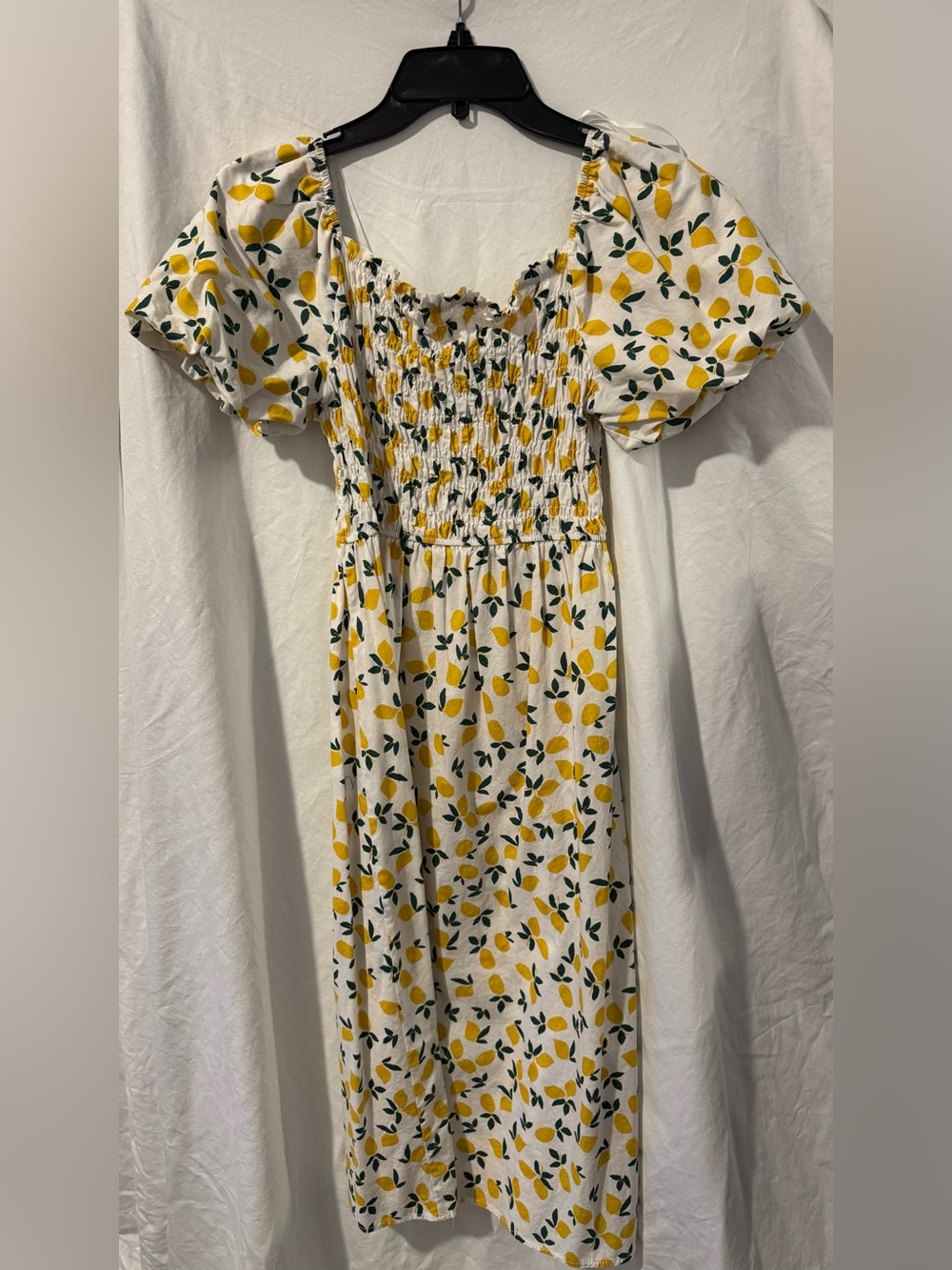 Lemon Print Smocked Maxi Dress